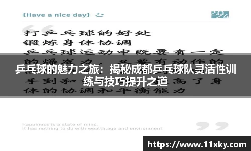 乒乓球的魅力之旅：揭秘成都乒乓球队灵活性训练与技巧提升之道
