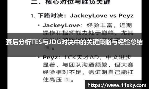 赛后分析TES与JDG对决中的关键策略与经验总结